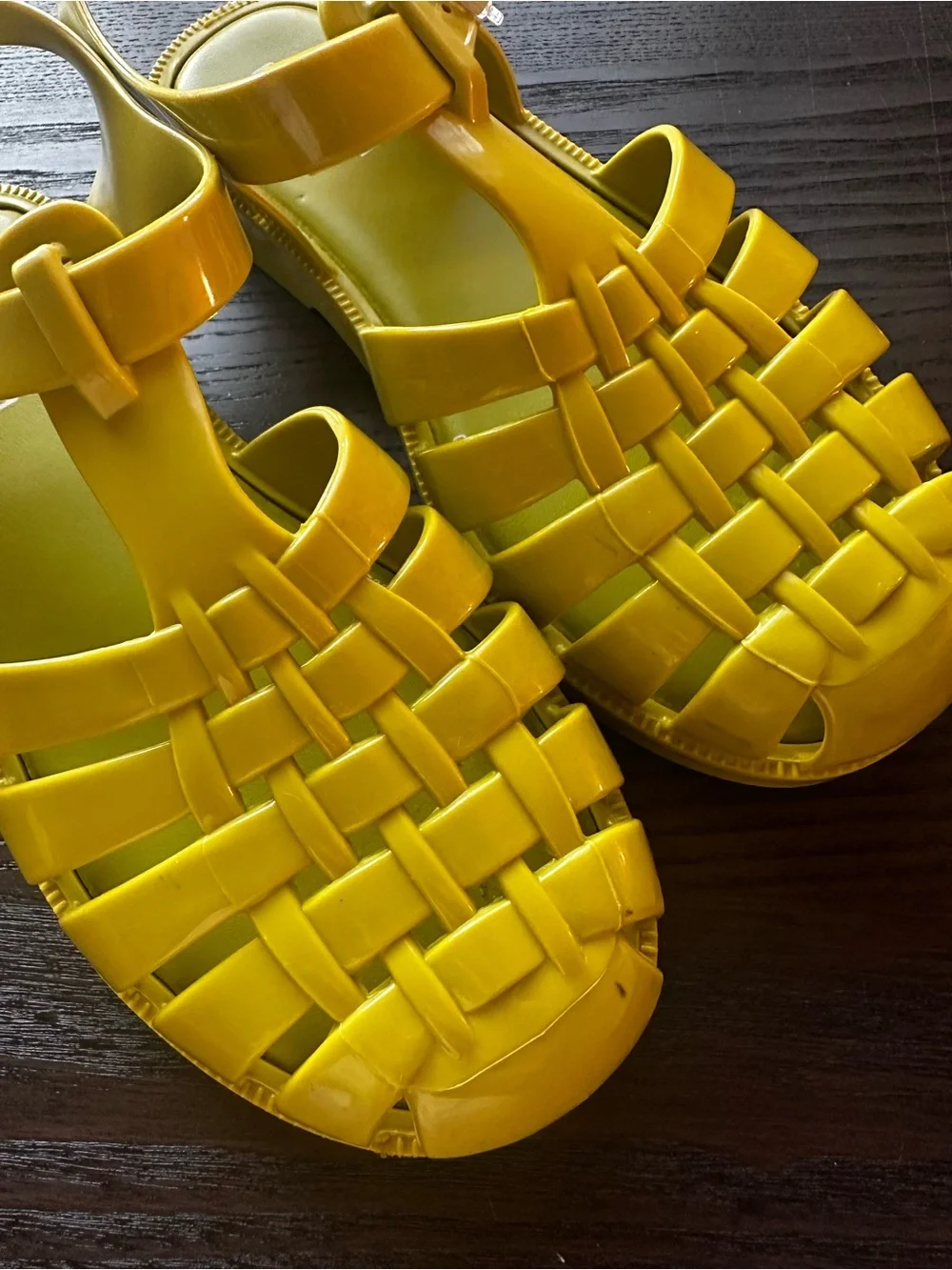 Mini Melissa Bright Yellow Woven Jelly Sandals Scented Summer Shoes